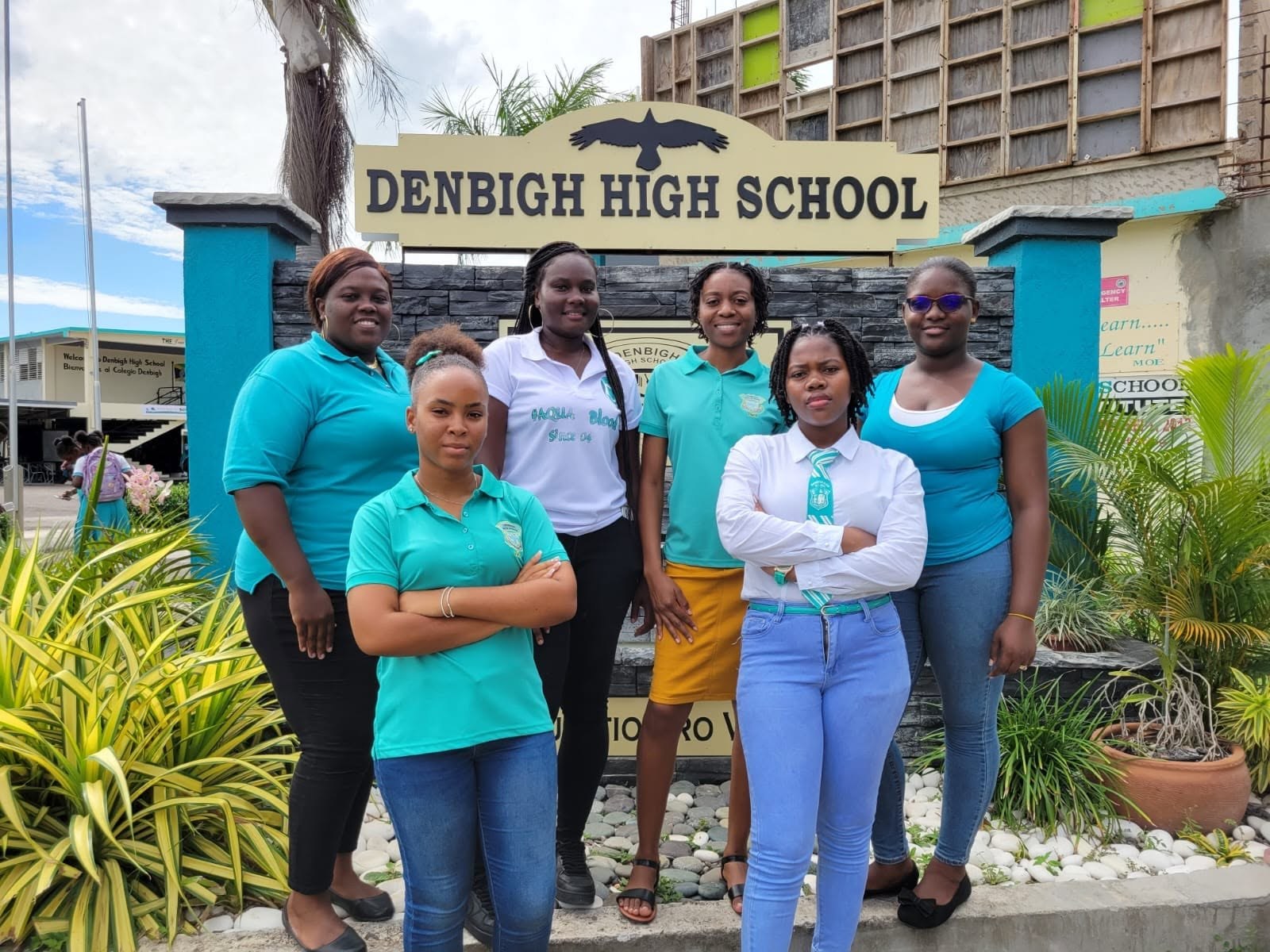 Members of the Denbigh community gathered at the Denbigh High School entrance